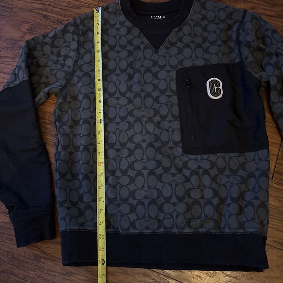 COACH MEN'S MIXED MEDIA ALL OVER LOGO SWEATSHIRT SZ SMALL  Black - Picture 6 of 9